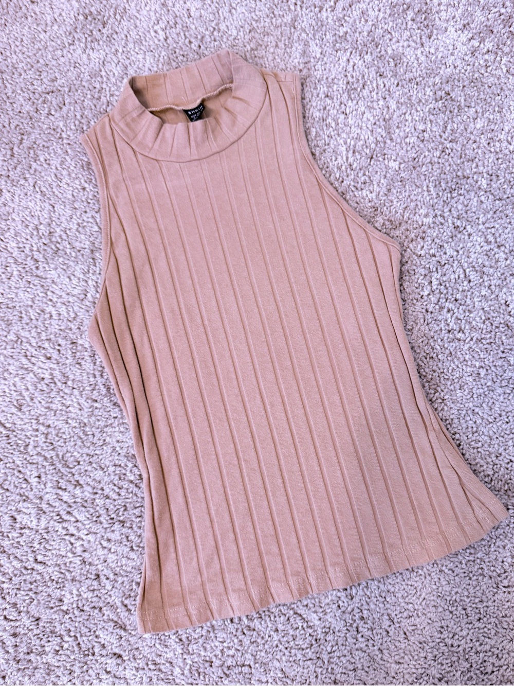 SHEIN Ribbed Sleeveless Mock Neck Tank, Small